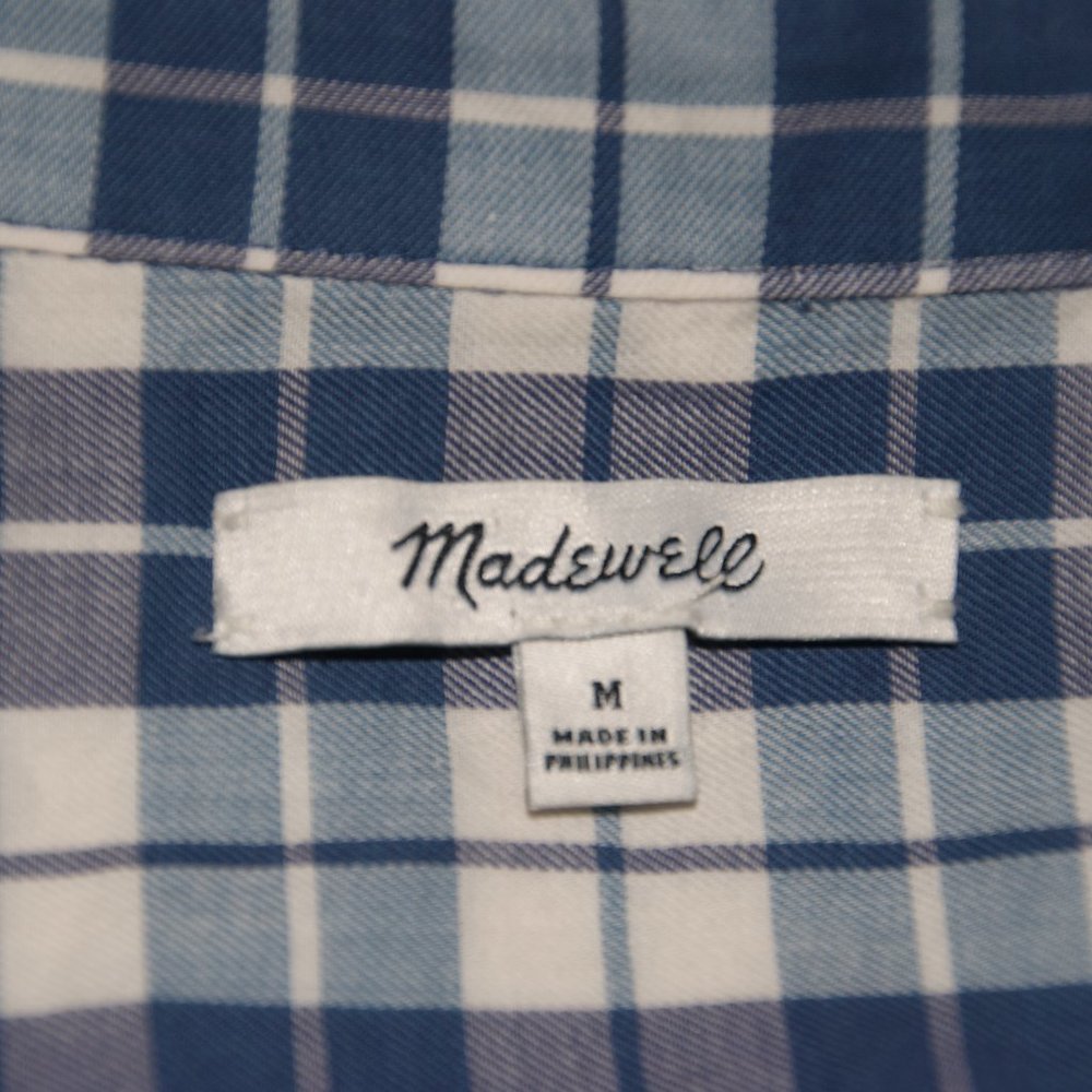 New MADEWELL Linus Plaid Central Open-Back Shirt M - Picture 7 of 11
